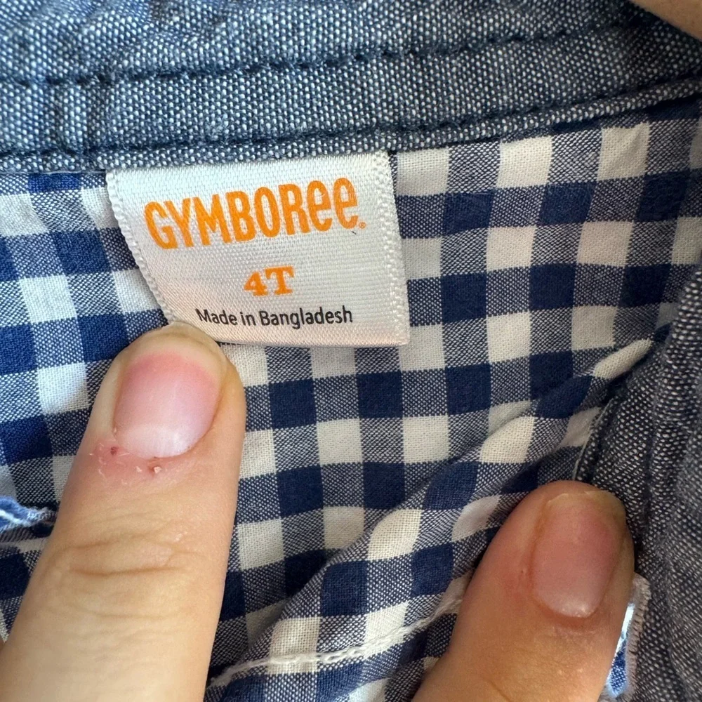 Gymboree 4T Blue Gingham Button Down Shirt Preppy Cottagecore School Preppy